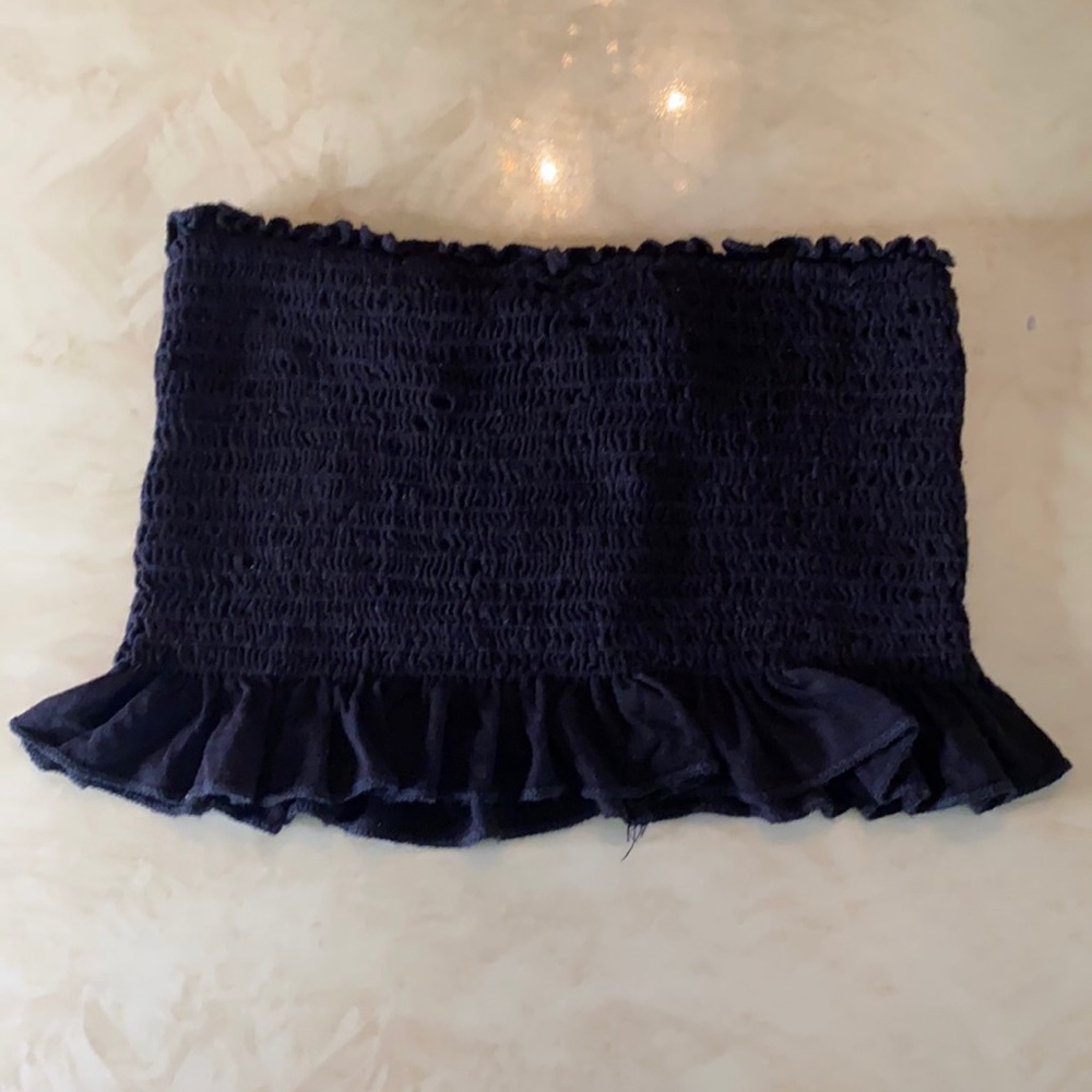 Coord black tube top with Burgundy skirt